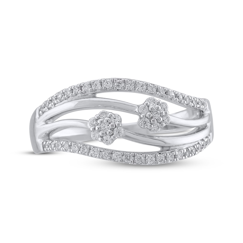 Main Image 3 of Multi-Diamond Flower Ring 1/4 ct tw 10K White Gold