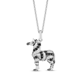 Disney Treasures The Lion King Black & White Diamond Zebra Necklace 1/5 ct tw Sterling Silver 19&quot;