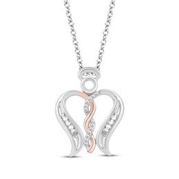 Hallmark Diamonds Angel Twist Necklace 1/10 ct tw Sterling Silver & 10K Rose Gold 18&quot;