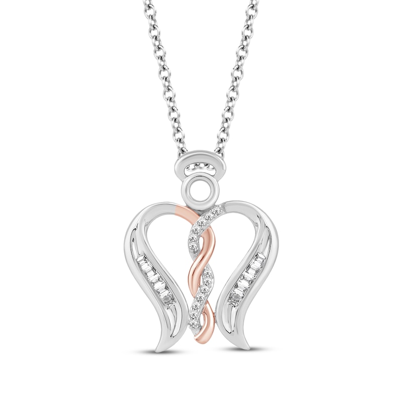 Main Image 1 of Hallmark Diamonds Angel Twist Necklace 1/10 ct tw Sterling Silver & 10K Rose Gold 18&quot;