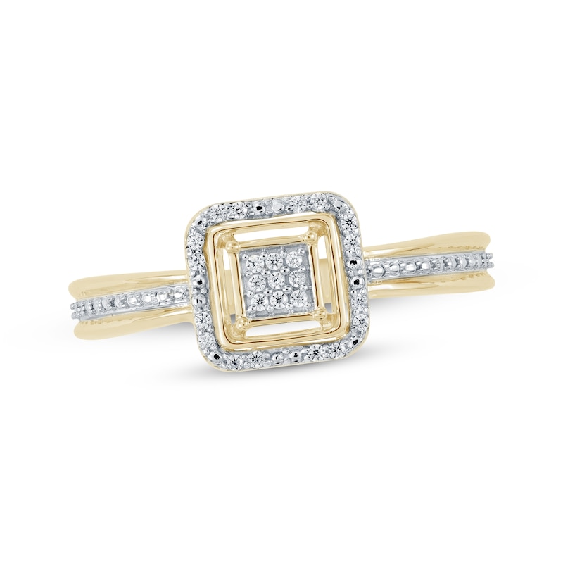 Main Image 1 of Multi-Diamond Center Cushion Halo Promise Ring 1/5 ct tw 10K Yellow Gold