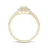 Thumbnail Image 4 of Multi-Diamond Center Cushion Halo Promise Ring 1/5 ct tw 10K Yellow Gold