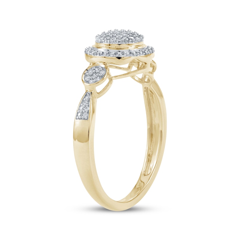 Main Image 2 of Multi-Diamond Center Circle Ring 1/4 ct tw 10K Yellow Gold