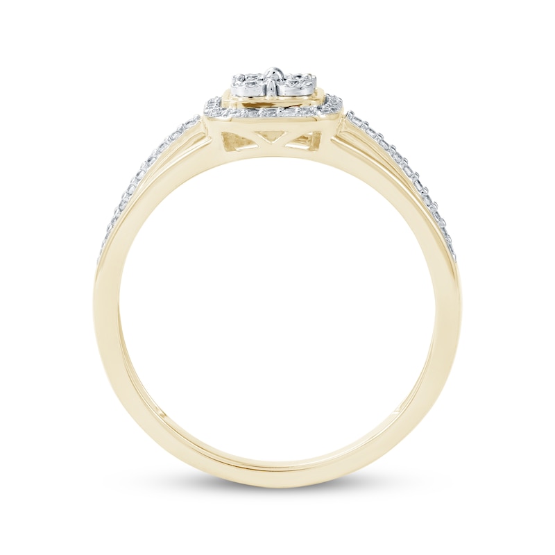 Main Image 4 of Multi-Diamond Center Cushion-Shaped Promise Ring 1/6 ct tw 10K Yellow Gold