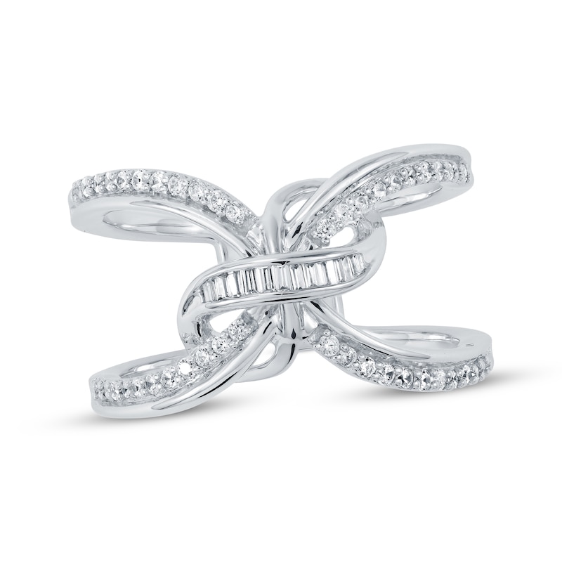 Main Image 1 of Baguette & Round-Cut Diamond Infinity Swirl Ring 1/3 ct tw 10K White Gold