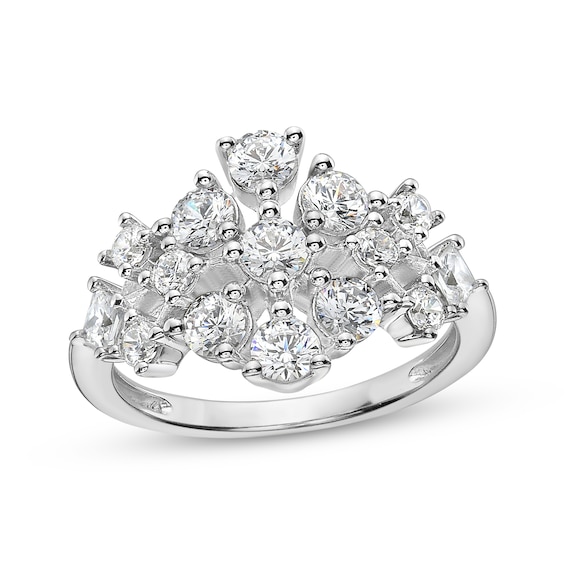 Princess & Round-Cut Diamond Scatter Fashion Ring 1-1/2 ct tw 14K White Gold