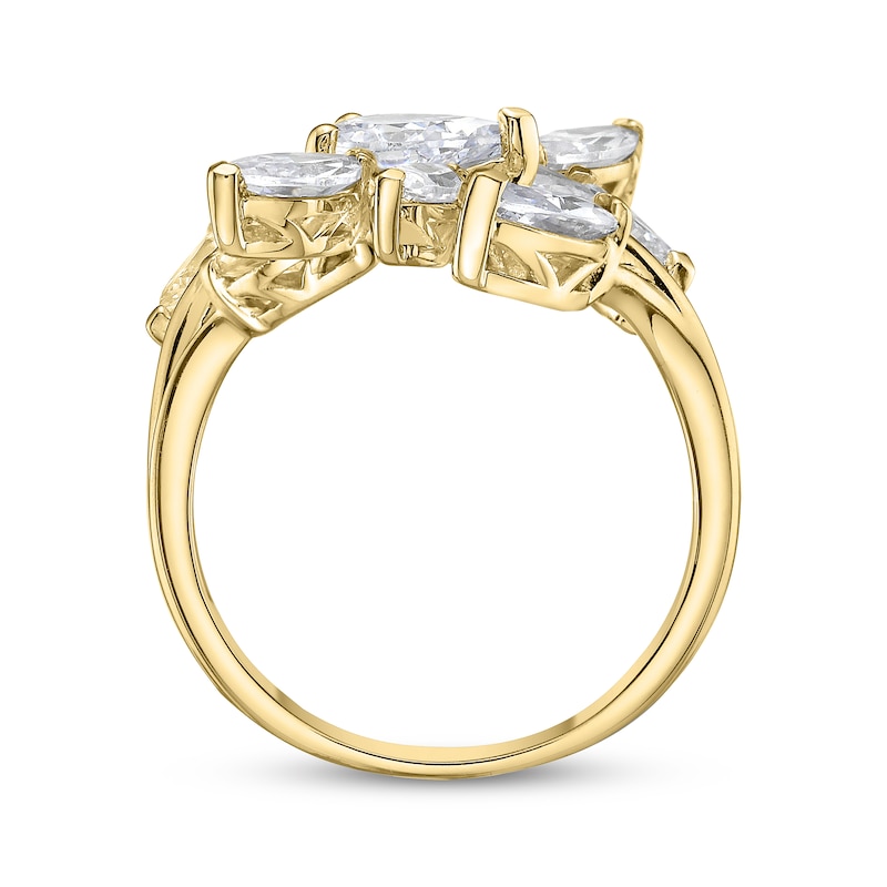 Main Image 3 of Pear-Shaped & Marquise-Cut Diamond Leaf Fashion Ring 3 ct tw 14K Yellow Gold