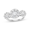 Thumbnail Image 1 of Diamond Three-Stone Halo Fashion Ring 2-1/2 ct tw 14K White Gold