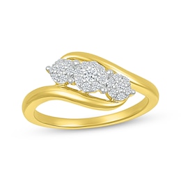 Multi-Diamond Swirl Ring 1/5 ct tw 10K Yellow Gold