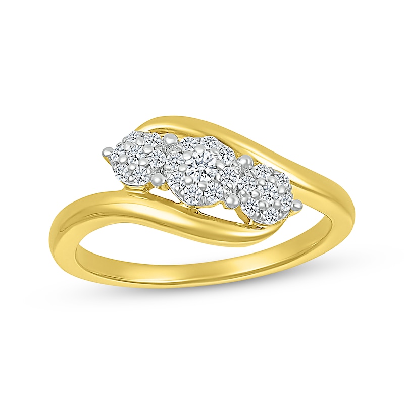 Main Image 1 of Multi-Diamond Swirl Ring 1/5 ct tw 10K Yellow Gold