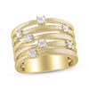 Thumbnail Image 1 of Textured Multi-Row Ring 3/8 ct tw Diamonds 10K Yellow Gold