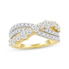 Thumbnail Image 1 of Oval & Round-Cut Diamond Alternating Crossover Ring 1-1/2 ct tw 14K Yellow Gold