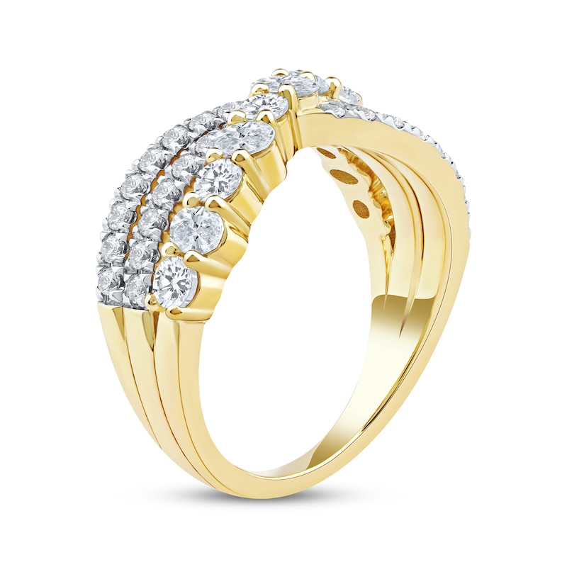 Main Image 2 of Oval & Round-Cut Diamond Alternating Crossover Ring 1-1/2 ct tw 14K Yellow Gold