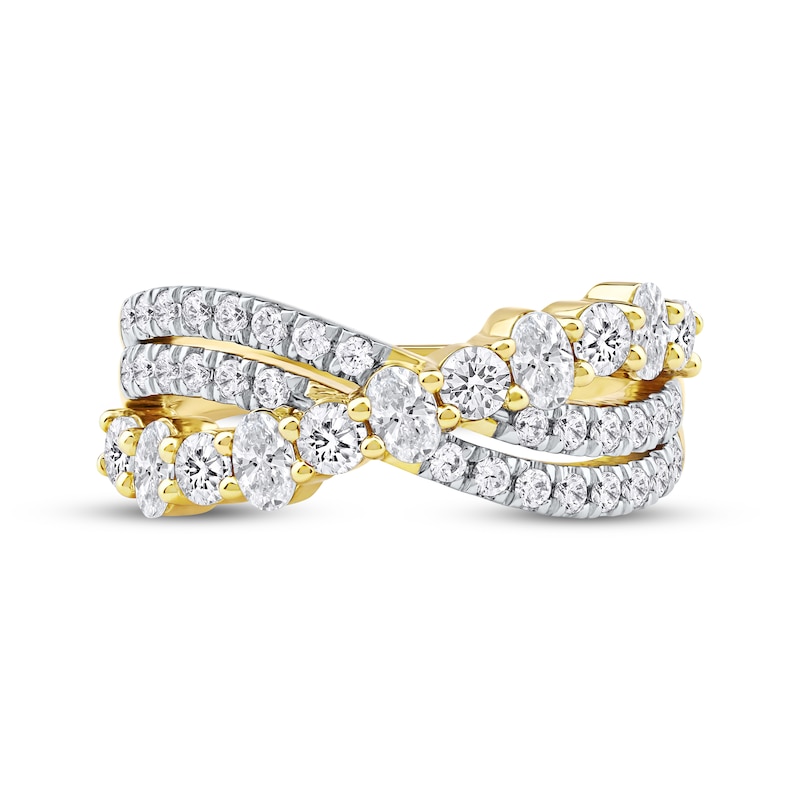 Main Image 3 of Oval & Round-Cut Diamond Alternating Crossover Ring 1-1/2 ct tw 14K Yellow Gold