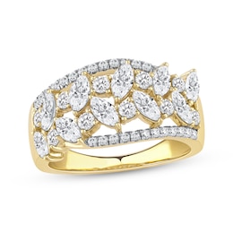 Marquise & Round-Cut Diamond Scatter Ring 1-1/2 ct tw 14K Yellow Gold