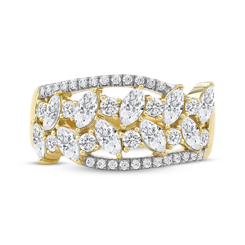 Main Image 3 of Marquise & Round-Cut Diamond Scatter Ring 1-1/2 ct tw 14K Yellow Gold