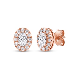 Lab-Created Diamonds by KAY Oval-Cut Halo Stud Earrings 3/4 ct tw 10K Rose Gold