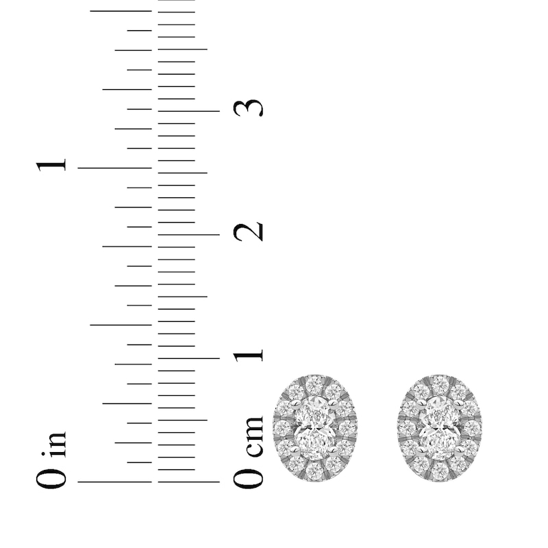 Main Image 5 of Lab-Grown Diamonds by KAY Oval-Cut Halo Stud Earrings 3/4 ct tw 10K White Gold