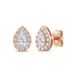 Lab-Created Diamonds by KAY Pear-Shaped Halo Stud Earrings 3/4 ct tw 10K Rose Gold