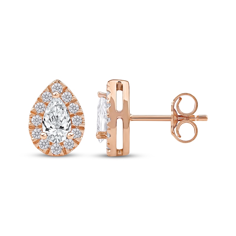 Lab-Created Diamonds by KAY Pear-Shaped Halo Stud Earrings 3/4 ct tw 10K Rose Gold