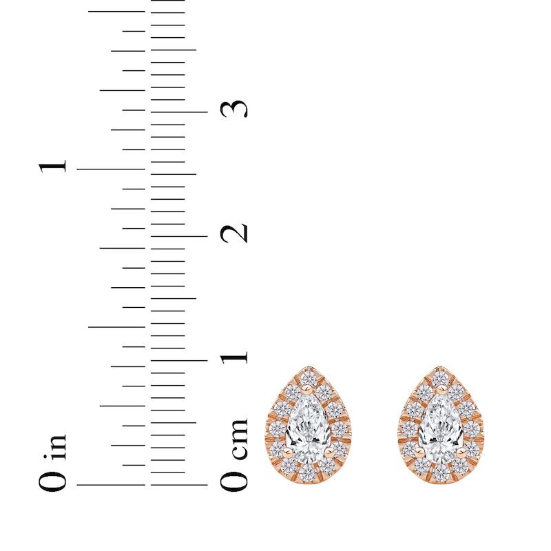 Lab-Created Diamonds by KAY Pear-Shaped Halo Stud Earrings 3/4 ct tw 10K Rose Gold