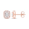 Thumbnail Image 3 of Lab-Grown Diamonds by KAY Emerald-Cut Halo Stud Earrings 3/4 ct tw 10K Rose Gold