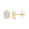 Thumbnail Image 2 of Lab-Created Diamonds by KAY Emerald-Cut Halo Stud Earrings 3/4 ct tw 10K Yellow Gold