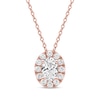 Thumbnail Image 1 of Lab-Grown Diamonds by KAY Oval-Cut Halo Necklace 1/2 ct tw 10K Rose Gold 18&quot;