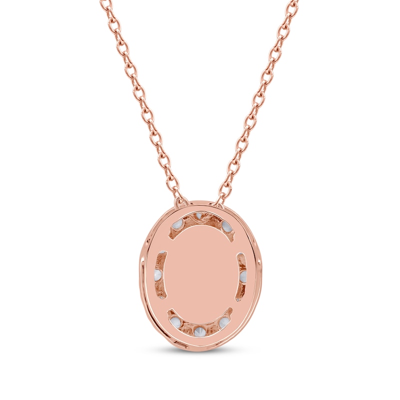 Main Image 3 of Lab-Grown Diamonds by KAY Oval-Cut Halo Necklace 1/2 ct tw 10K Rose Gold 18&quot;