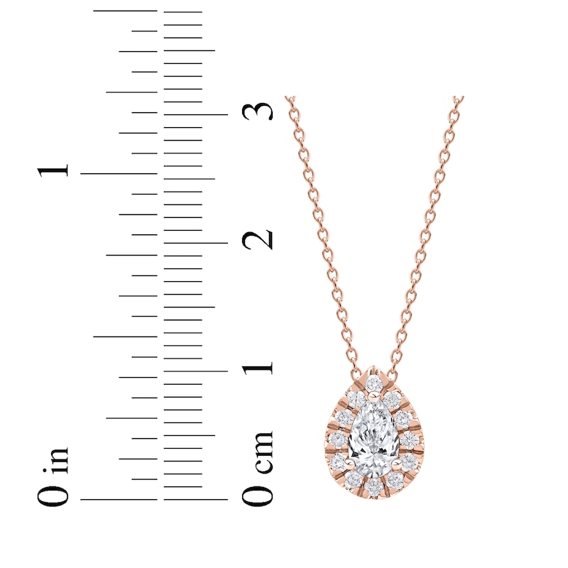 Main Image 5 of Lab-Grown Diamonds by KAY Pear-Shaped Halo Necklace 1/2 ct tw 10K Rose Gold 18&quot;