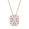 Thumbnail Image 1 of Lab-Grown Diamonds by KAY Emerald-Cut Halo Necklace 1/2 ct tw 10K Rose Gold 18&quot;