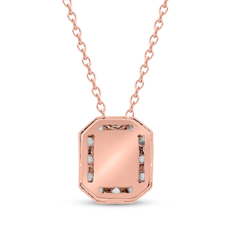 Main Image 3 of Lab-Grown Diamonds by KAY Emerald-Cut Halo Necklace 1/2 ct tw 10K Rose Gold 18&quot;