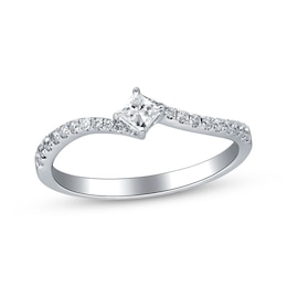 Princess-Cut Diamond Curved Promise Ring 1/3 ct tw 14K White Gold