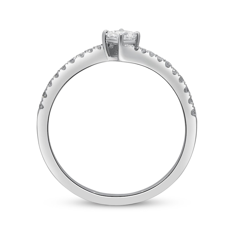 Main Image 2 of Princess-Cut Diamond Curved Promise Ring 1/3 ct tw 14K White Gold