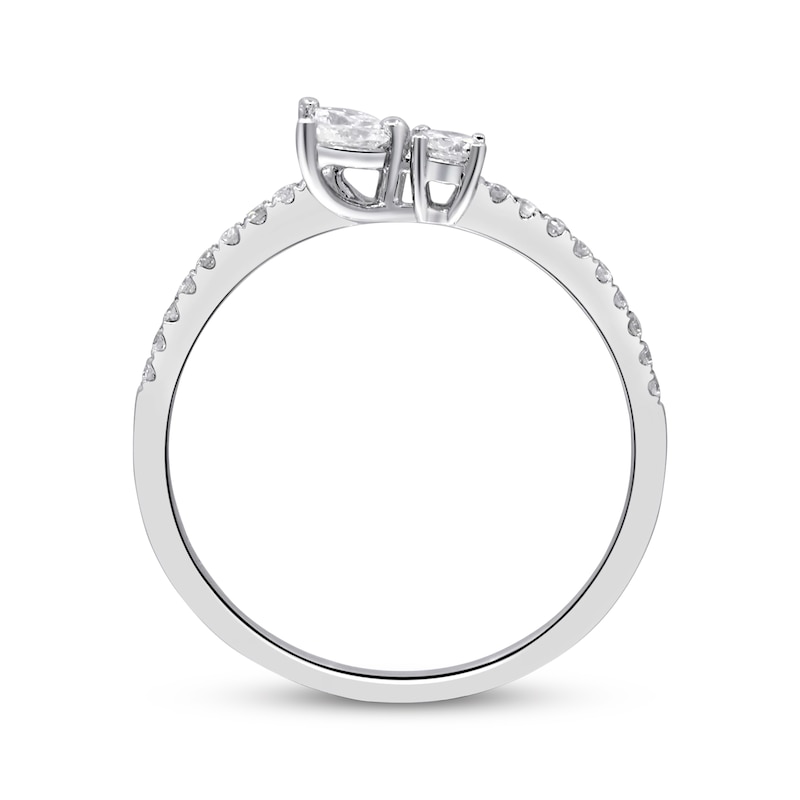 Marquise & Round-Cut Diamond Three-Stone Ring 1/3 ct tw 14K White Gold