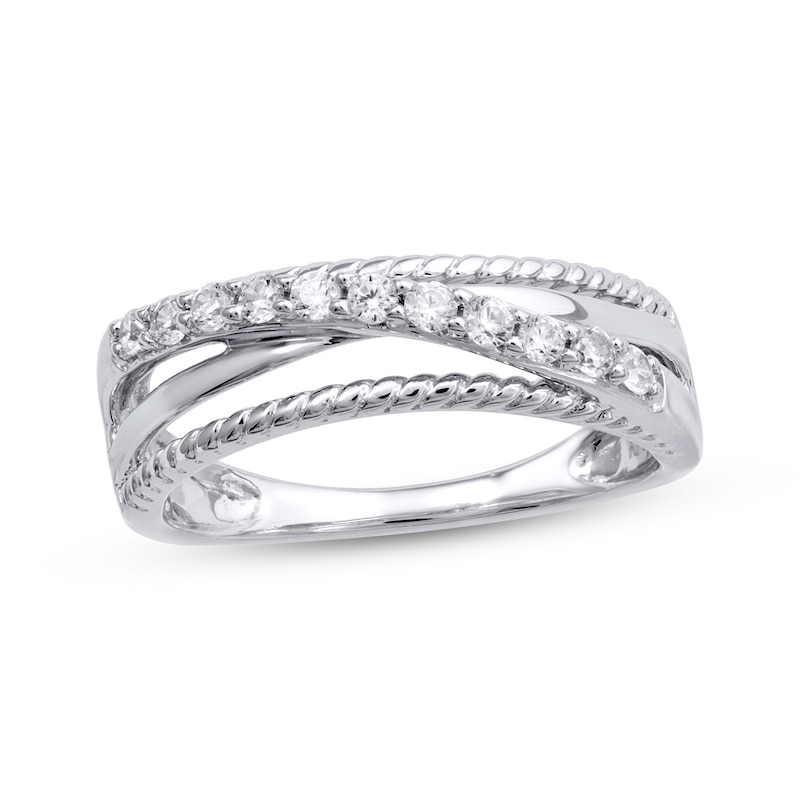 Main Image 1 of Diamond Crossover Rope Ring 1/4 ct tw Sterling Silver