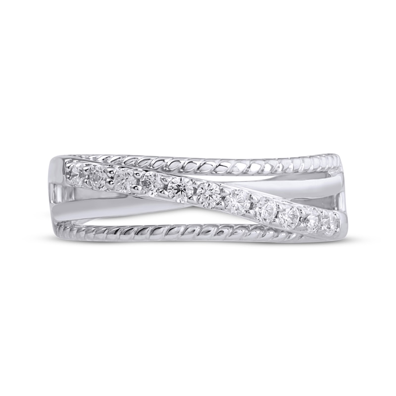 Main Image 2 of Diamond Crossover Rope Ring 1/4 ct tw Sterling Silver