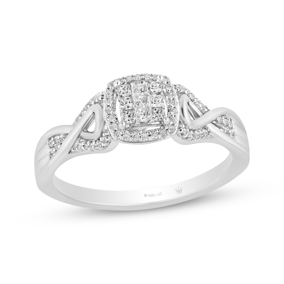 Promised Love Diamond Crossover Promise Ring (1/4 ct. t.w.) in Sterling  Silver and 14k Rose Gold - Macy's