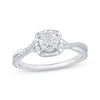 Thumbnail Image 1 of Multi-Diamond Center Cushion-Shaped Promise Ring 1/5 ct tw Sterling Silver