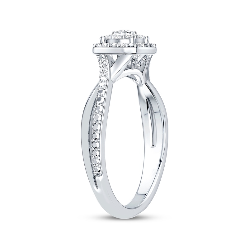 Main Image 2 of Multi-Diamond Center Cushion-Shaped Promise Ring 1/5 ct tw Sterling Silver