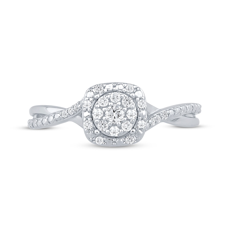 Main Image 3 of Multi-Diamond Center Cushion-Shaped Promise Ring 1/5 ct tw Sterling Silver