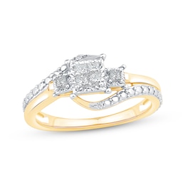 Princess-Cut Diamond Quad Promise Ring 1/5 ct tw 10K Two-Tone Gold