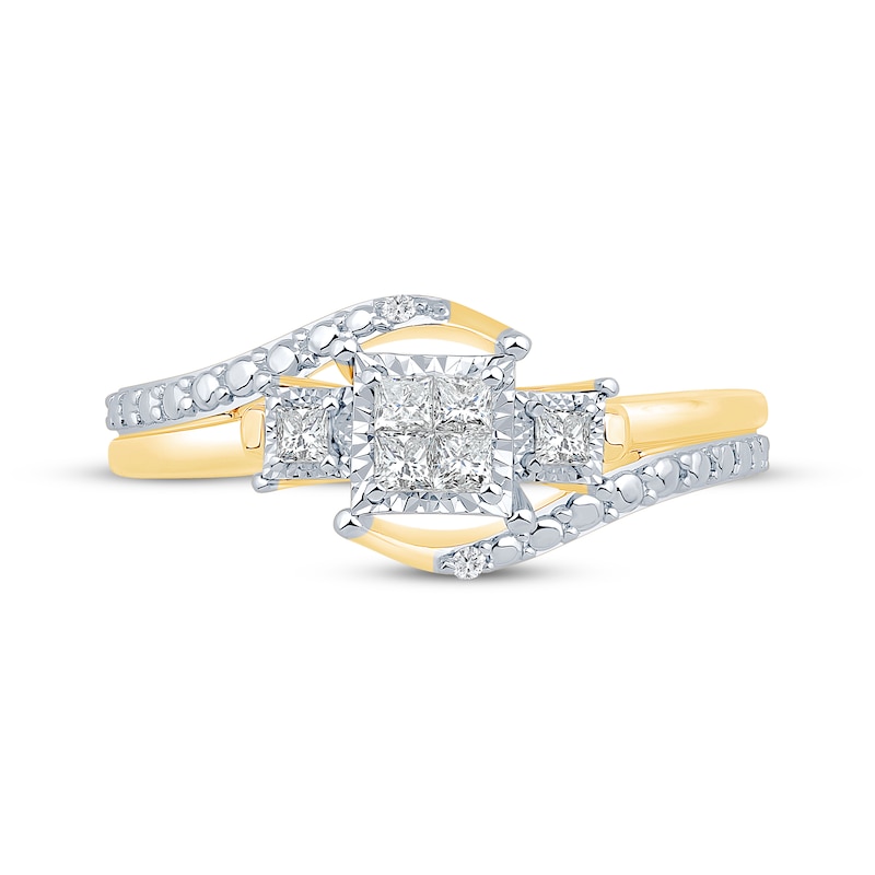 Main Image 3 of Princess-Cut Diamond Quad Promise Ring 1/5 ct tw 10K Two-Tone Gold