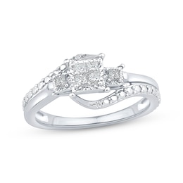 Princess-Cut Diamond Quad Promise Ring 1/5 ct tw 10K White Gold