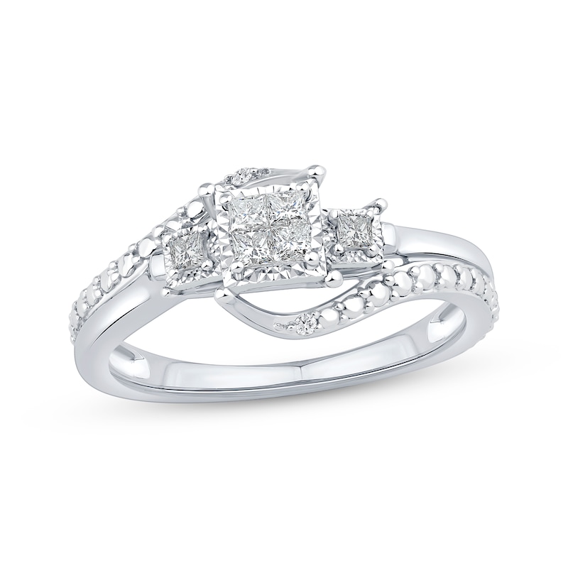 Main Image 1 of Princess-Cut Diamond Quad Promise Ring 1/5 ct tw 10K White Gold