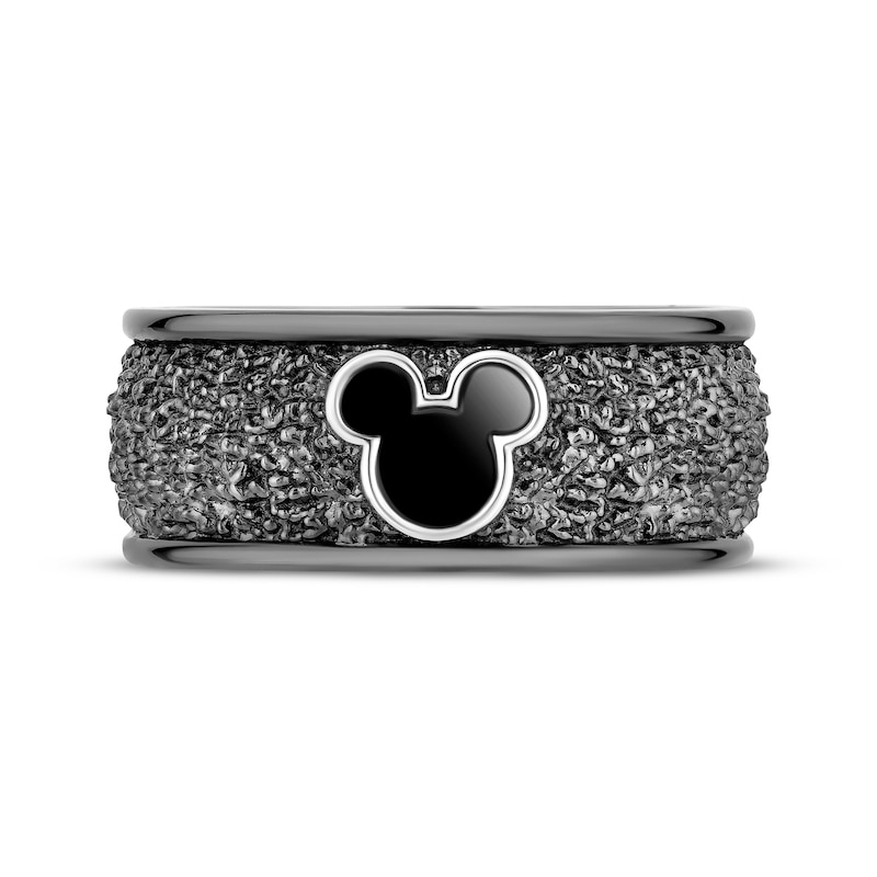 Main Image 4 of Men's Disney Treasures Mickey Mouse Textured Ring Sterling Silver & Black Rhodium