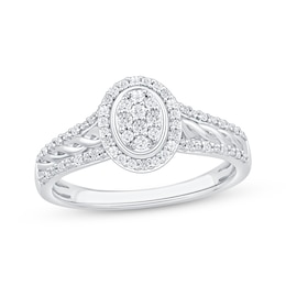 Multi-Diamond Oval-Shaped Promise Ring 1/4 ct tw Sterling Silver