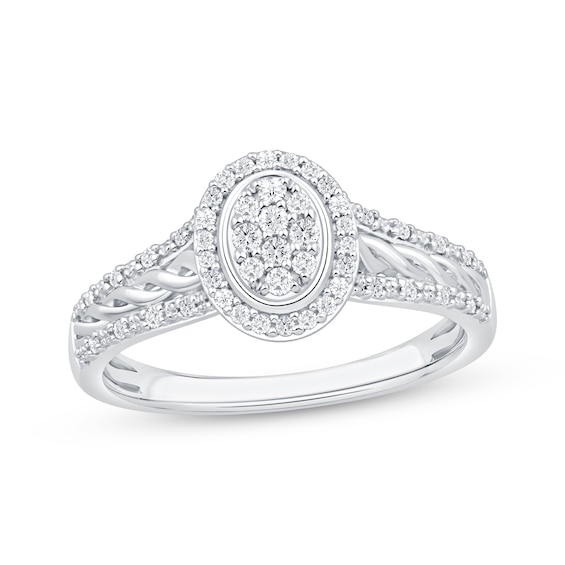 Multi-Diamond Oval-Shaped Promise Ring 1/4 ct tw Sterling Silver