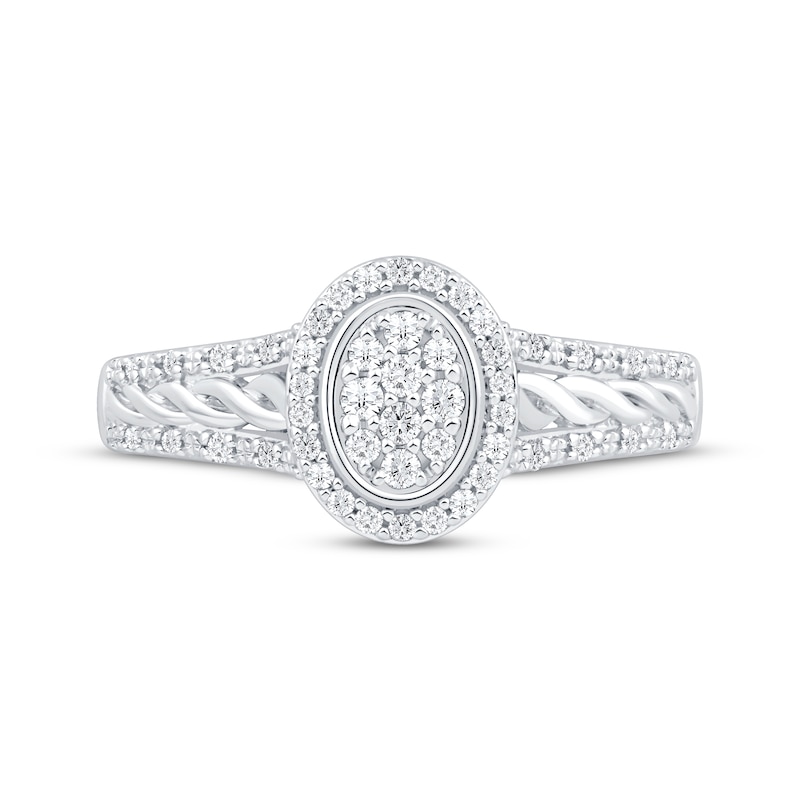 Main Image 3 of Multi-Diamond Oval-Shaped Promise Ring 1/4 ct tw Sterling Silver