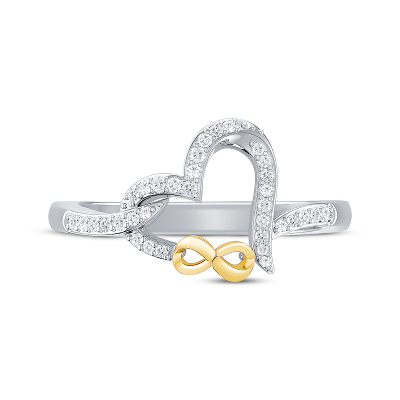 Main Image 3 of Diamond Heart & Infinity Ring 1/6 ct tw Sterling Silver & 10K Yellow Gold